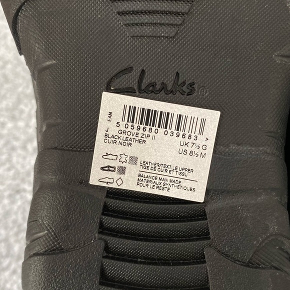 Men’s Clarks Grove Zip II Black Leather - Picture 6 of 11